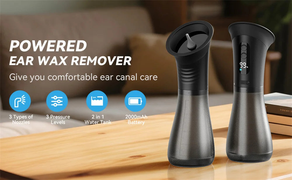 Wasserbetriebenes Ohrenreinigungsgerät mit Spülspüler, elektrisches Ohrenschmalz-Entfernungssystem, 11 Spitzen, 3 Druckeinstellungen für saubere Geräte
