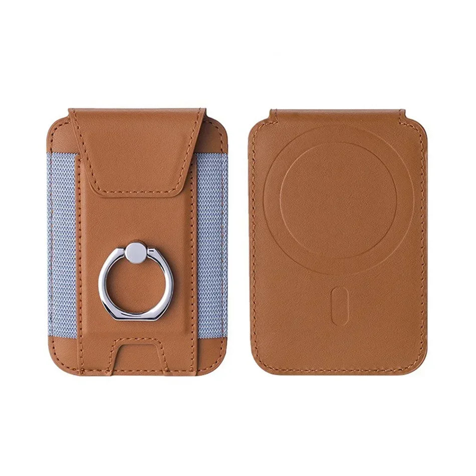 Magsafe-Kartenhalter mit Klappenabdeckung, magnetischer Telefonringständer, PU-Leder, Kartenhalter, Handyhülle für iPhone 13, 14, 15, 16 Pro