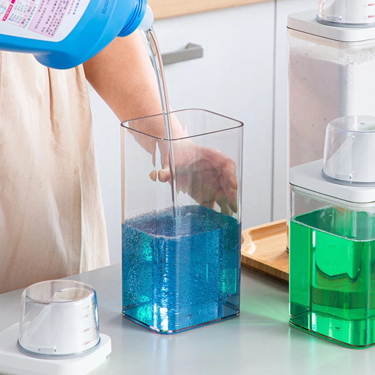 2300ml luftdichter Aufbewahrungsbehälter für Waschmittelpulver mit Deckel, Vorratsglas für Getreide, Vorratsbehälter für Bleichmittel mit Etiketten