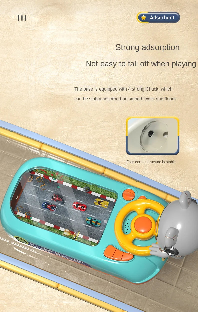 Kinder-Lenkrad-Fahrspielzeug Dodge-Fahrzeug, elektronisches Simulations-Abenteuerspiel mit Musik-Soundeffekten