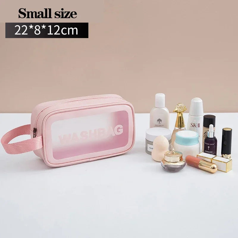 Wasserdichte tragbare Reise-Kulturtasche für Damen, transparent, Make-up-Aufbewahrungstasche, große Kapazität, Kosmetik-Organizer, Schönheitstasche für Damen