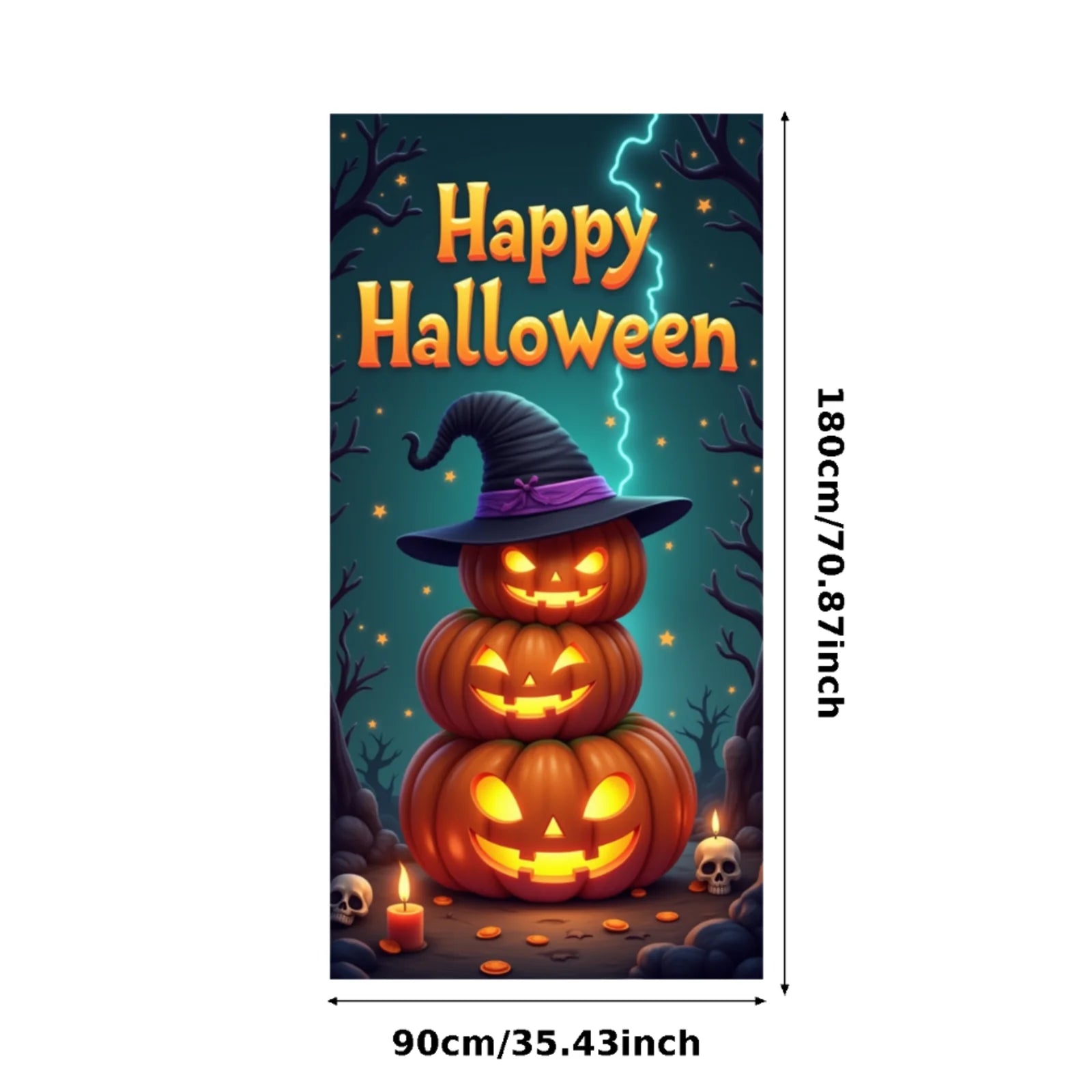 Event-Banner, bunter Druck, Kürbis-Laternen-Banner, Kürbis-Banner, Halloween-Party, Feiertagsfeier, gruselige Tür-Banner-Abdeckung