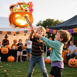 Halloween-Kürbis-Piñata-Bundle - Halloween-Piñata, Halloween-Partyspiele, Stock, Augenbinde usw., Halloween-Party-Dekorationen, Piñata