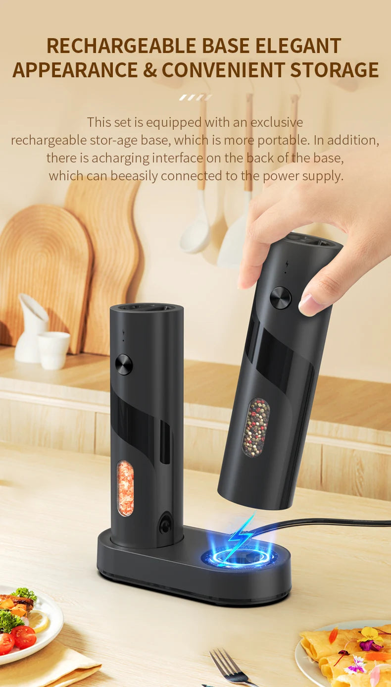 110 ml wiederaufladbare elektrische Salz- und Pfeffermühlen-Schüttler, USB, automatisch einstellbare Grobheit, Gewürzmühlen für Küchenhelfer