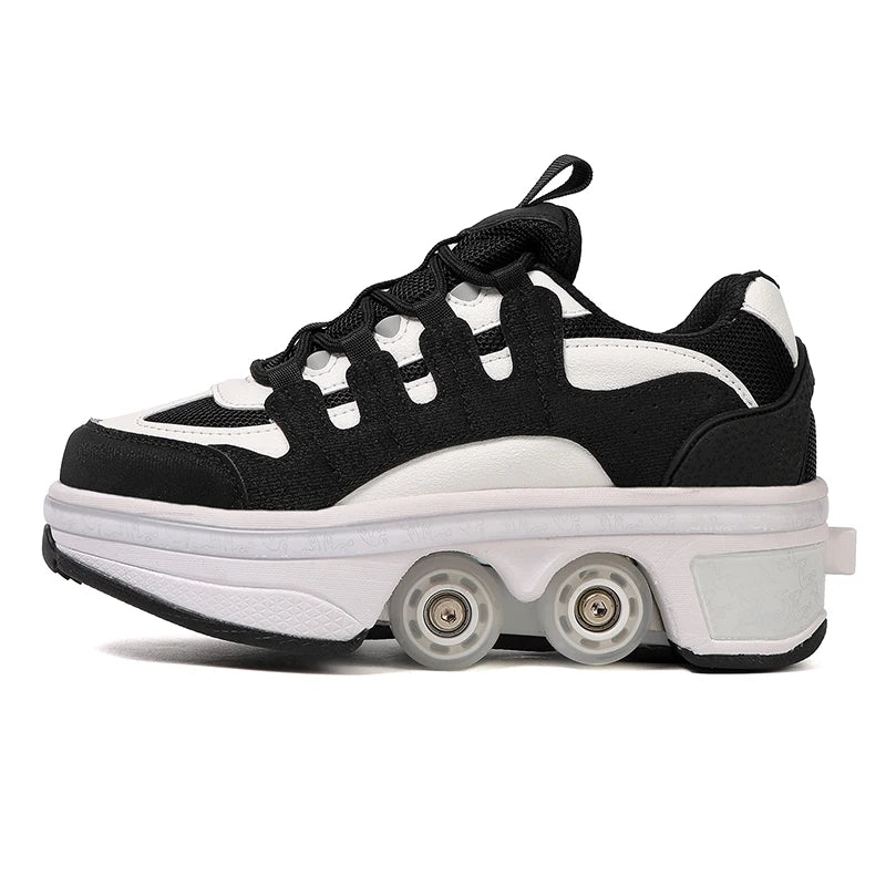 Kinder-Rollschuhe mit ausziehbarer Vierradunterstützung