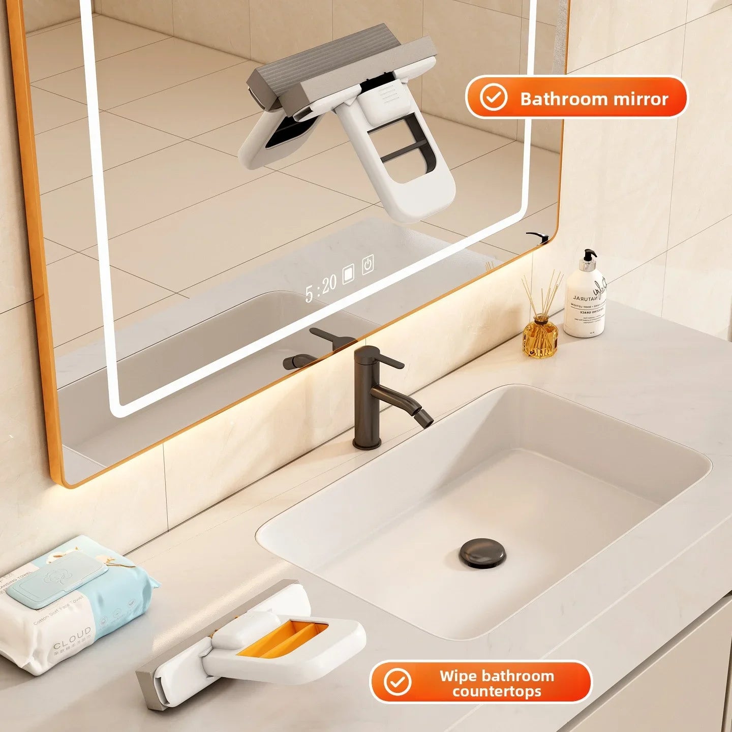 NEU Mini-Schwammmopp, freihändiger Waschmopp, tragbarer Mini-Mopp mit super saugfähigem Mopp für die Reinigung von Schreibtischböden, Badezimmern, Küchen, Glas und Autos