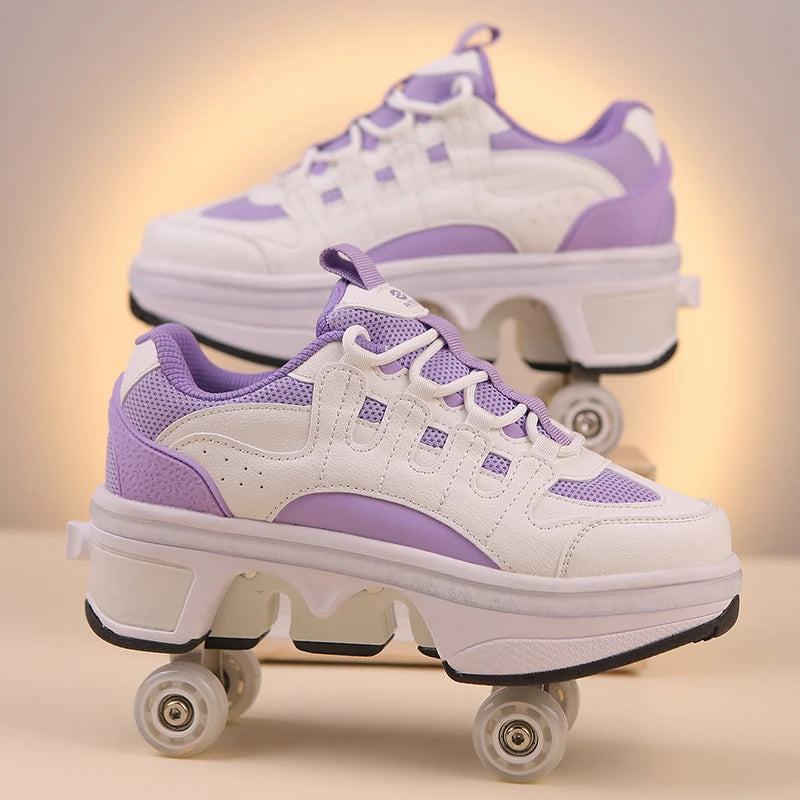 Kinder-Rollschuhe mit ausziehbarer Vierradunterstützung