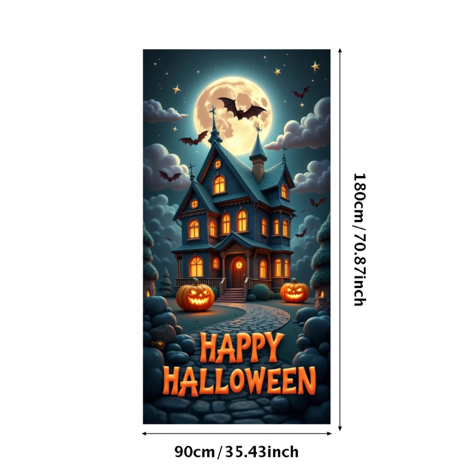 Event-Banner, bunter Druck, Kürbis-Laternen-Banner, Kürbis-Banner, Halloween-Party, Feiertagsfeier, gruselige Tür-Banner-Abdeckung