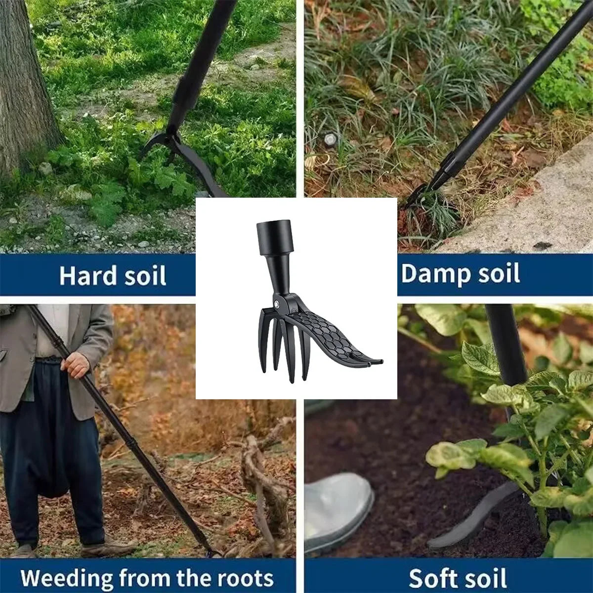 Stand-Up-Unkrautzieher-Werkzeug mit Schraubenlöchern, tragbarer Unkrautkopf-Ersatz, Gartenarbeit, Graben, Unkrautentfernungszubehör