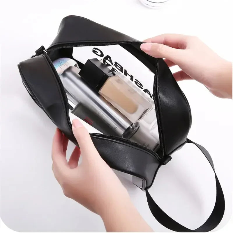 Wasserdichte tragbare Reise-Kulturtasche für Damen, transparent, Make-up-Aufbewahrungstasche, große Kapazität, Kosmetik-Organizer, Schönheitstasche für Damen
