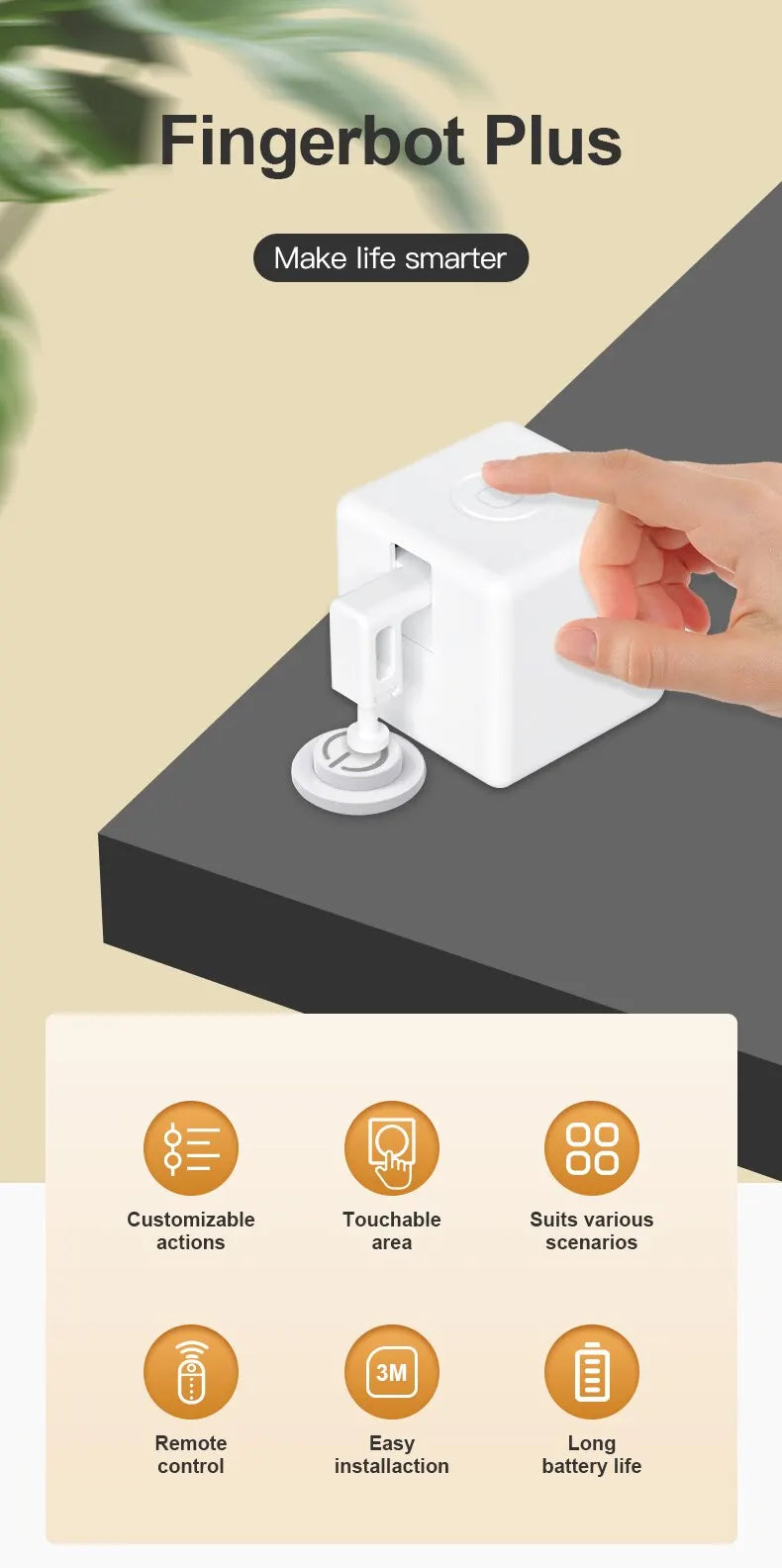 Tuya Zigbee / Bluetooth Fingerbot Plus Roboter-Tastendrücker-Schalter-Bot