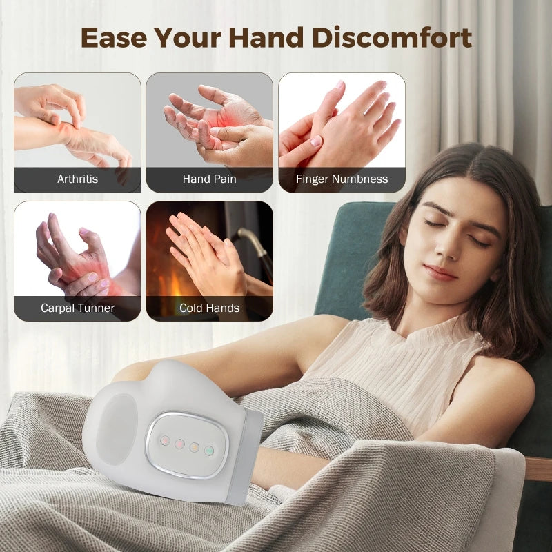 5-stufiges elektrisches Handmassagegerät, Heißkompressen-Massagegerät, Luftkompressions-Vibrationsmassage zur Linderung von Finger- und Handflächenermüdung