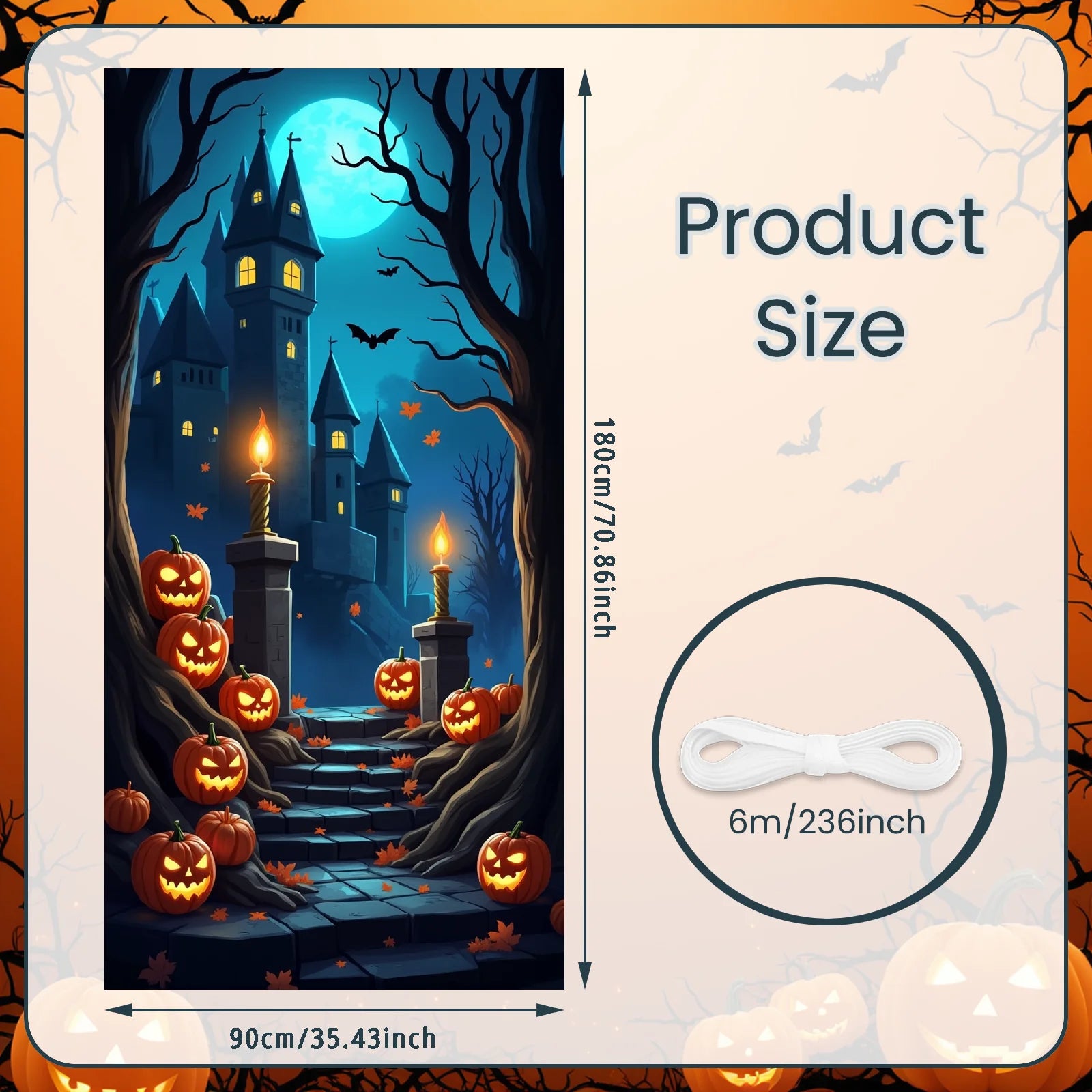 Event-Banner, bunter Druck, Kürbis-Laternen-Banner, Kürbis-Banner, Halloween-Party, Feiertagsfeier, gruselige Tür-Banner-Abdeckung