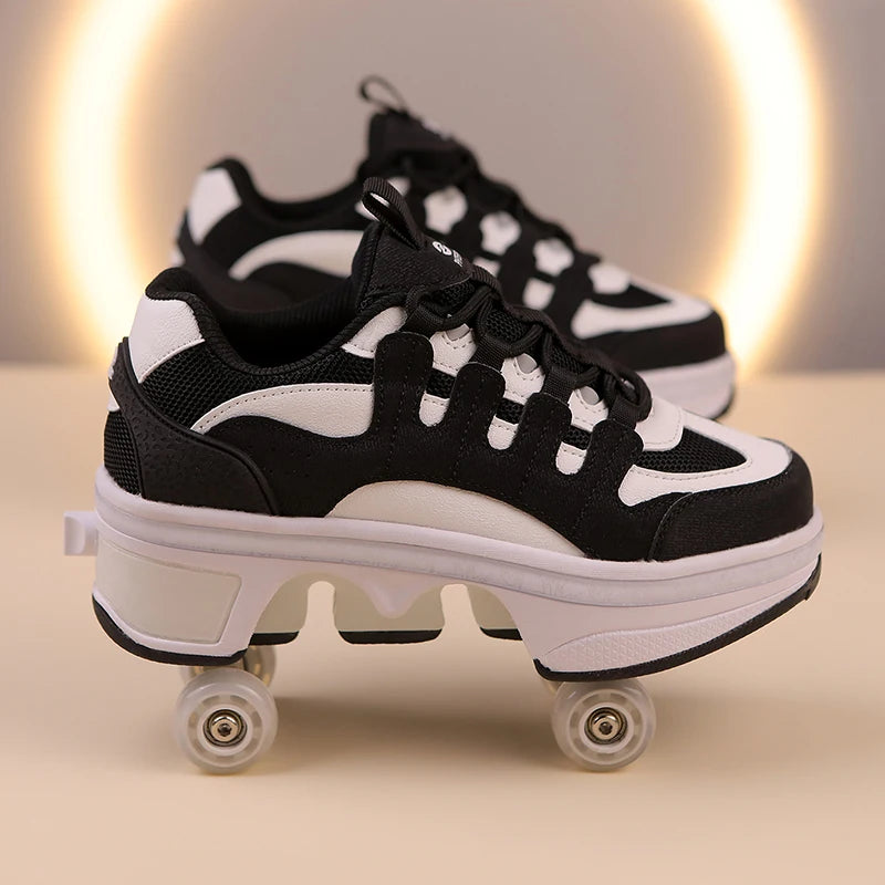 Kinder-Rollschuhe mit ausziehbarer Vierradunterstützung