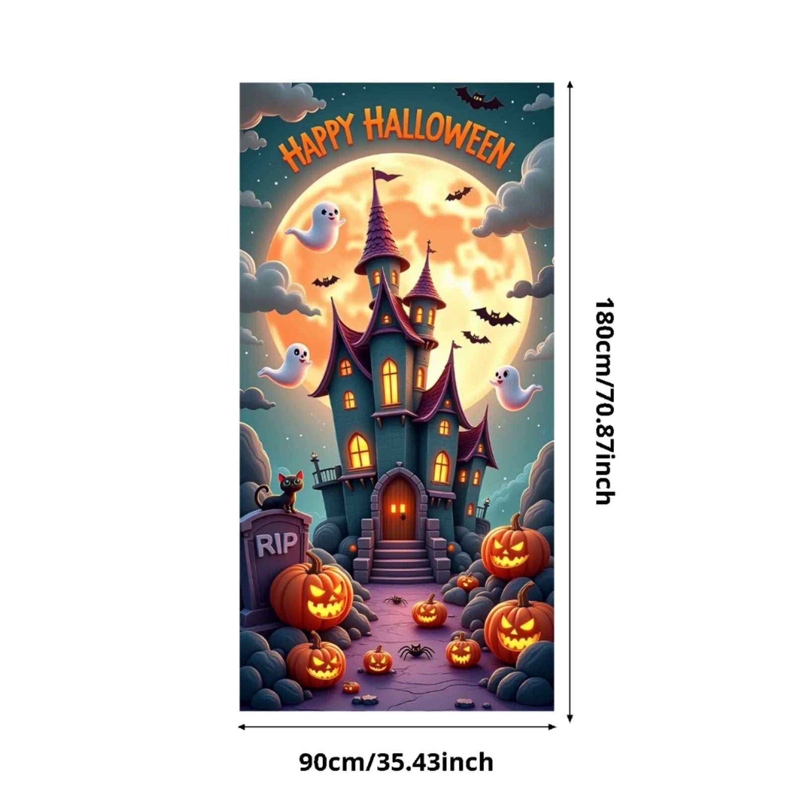 Event-Banner, bunter Druck, Kürbis-Laternen-Banner, Kürbis-Banner, Halloween-Party, Feiertagsfeier, gruselige Tür-Banner-Abdeckung