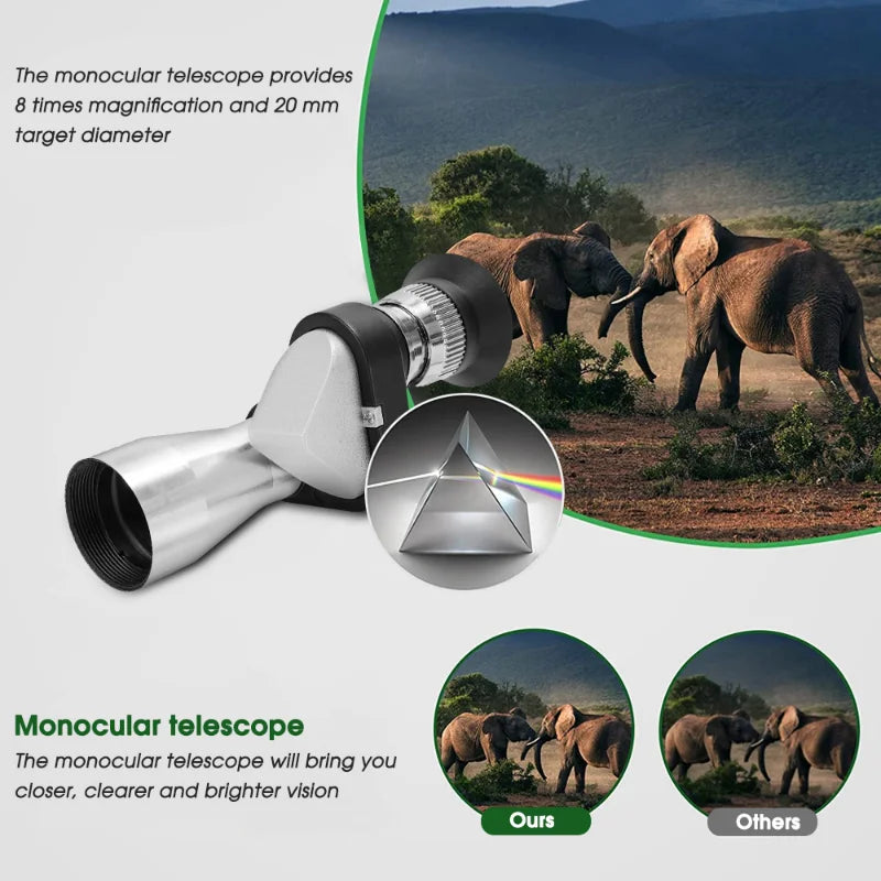 Einstellbares Teleskop HD Mini-Taschenteleskop 8 x 20 mm tragbares Monokular Outdoor-Sport Wandern Bergsteigen Teleskop