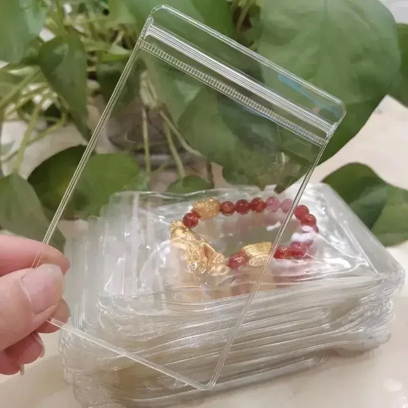 10/50/100 Stück selbstdichtende Zip-Lock-Beutel aus PVC für Schmuck, wiederverschließbar, dick, transparent, mit Druckverschluss, Aufbewahrungsbeutel für Geschenkverpackungen