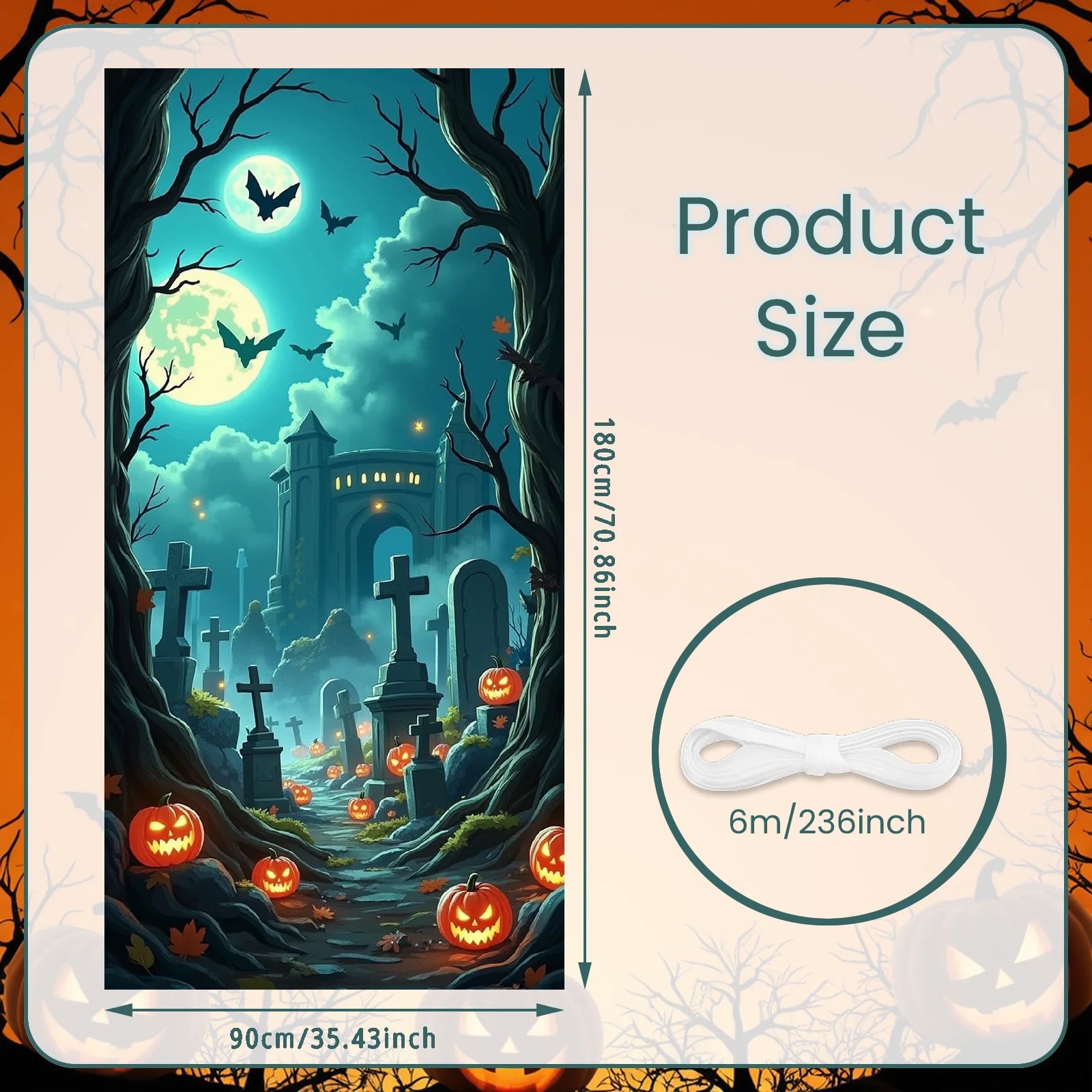 Event-Banner, bunter Druck, Kürbis-Laternen-Banner, Kürbis-Banner, Halloween-Party, Feiertagsfeier, gruselige Tür-Banner-Abdeckung