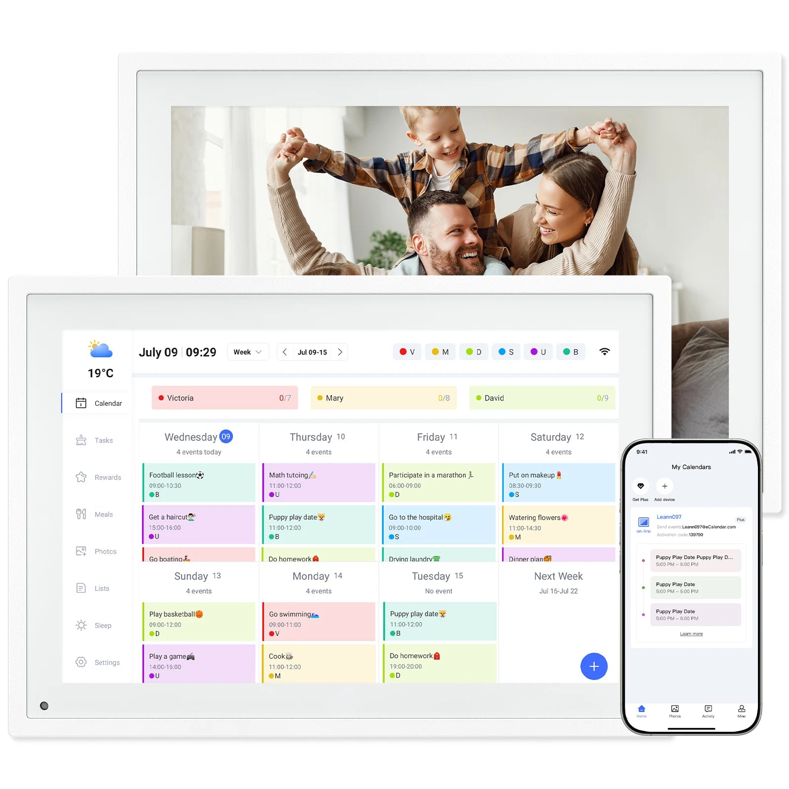 TABWEE P10 10,1 Zoll WiFi-Digitalkalender, intelligentes Touchscreen-Interaktives Display für Familienpläne, Aufgabendiagramm, digitales Foto