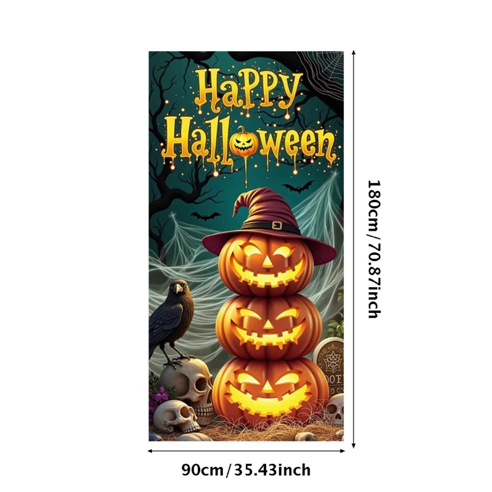 Event-Banner, bunter Druck, Kürbis-Laternen-Banner, Kürbis-Banner, Halloween-Party, Feiertagsfeier, gruselige Tür-Banner-Abdeckung