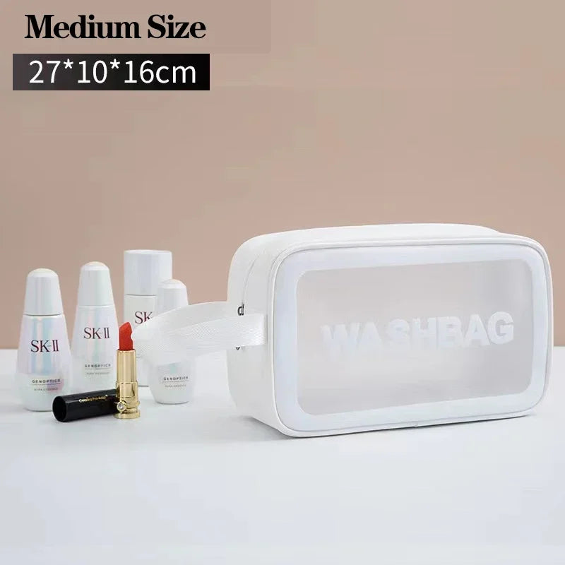 Wasserdichte tragbare Reise-Kulturtasche für Damen, transparent, Make-up-Aufbewahrungstasche, große Kapazität, Kosmetik-Organizer, Schönheitstasche für Damen