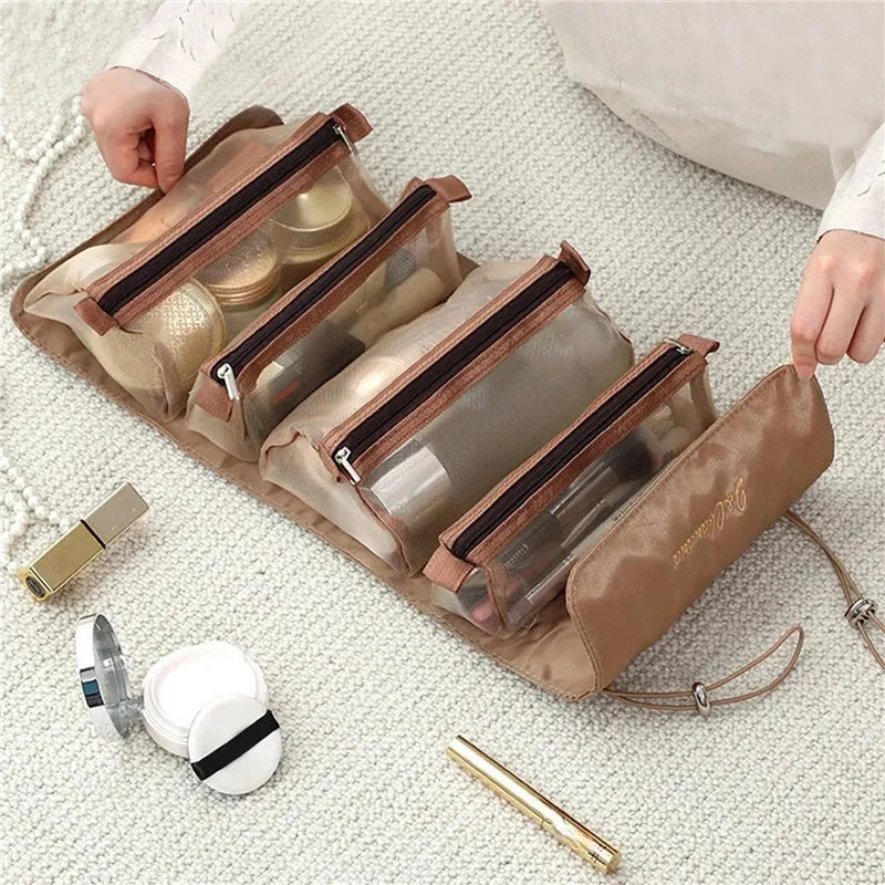 Abnehmbare Kosmetiktasche, tragbar, große Kapazität, 4-in-1-Make-up-Taschen, tragbar, faltbar, Reise-Kosmetik-Aufbewahrungs-Kulturtasche