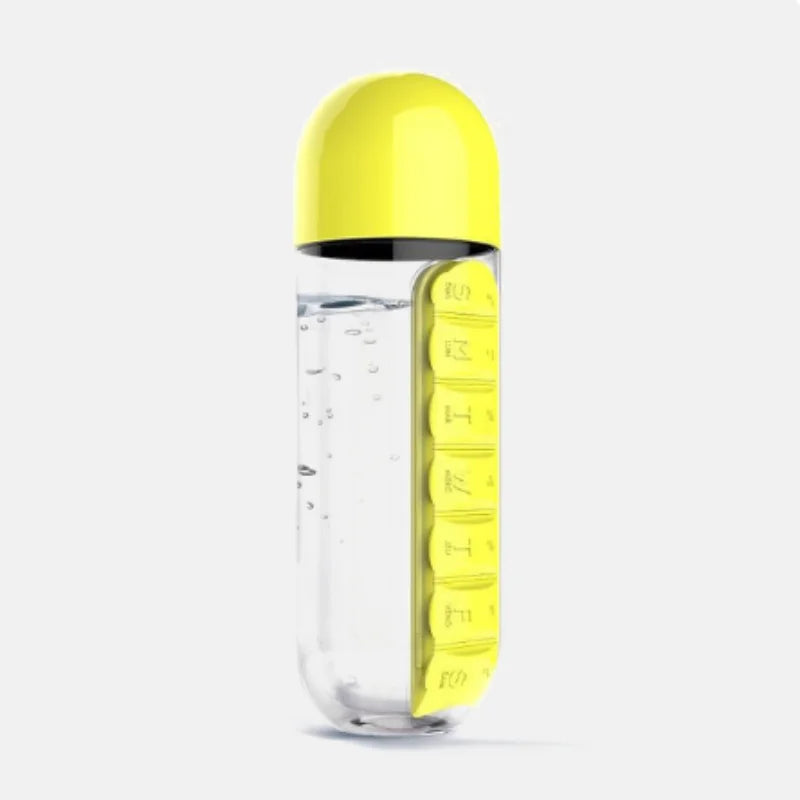 2 in 1, 600 ml 7 Fächer Medizinbox Wasserbecher