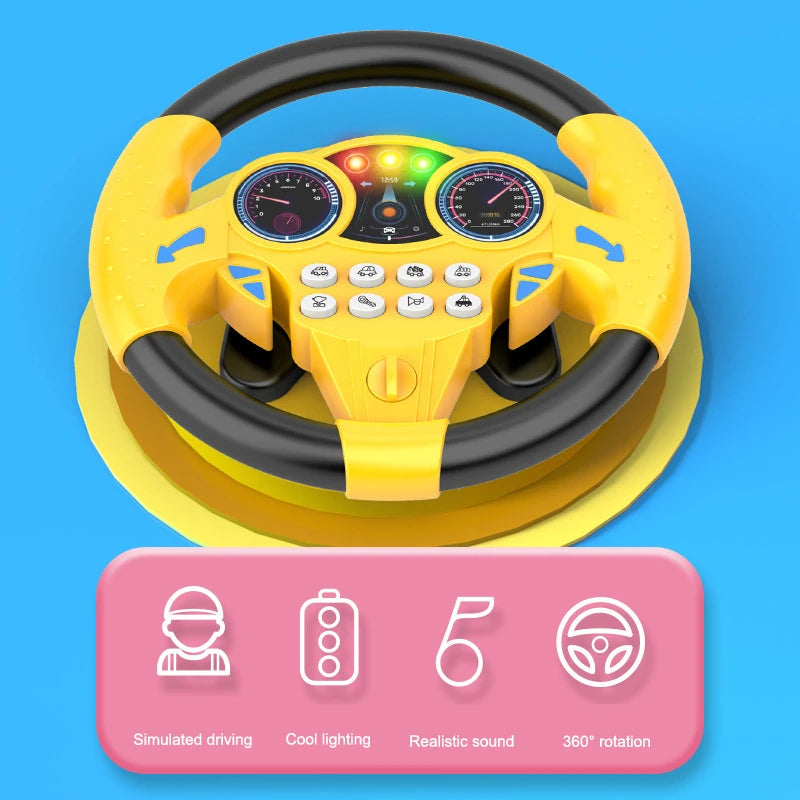 Simulieren Sie das Fahren eines Autos, Lenkrad, elektrisches Spielzeuggeräusch, musikalische Ausbildung für Kinder, Schieben eines Wagens, Fahren eines Stimmspielzeugs