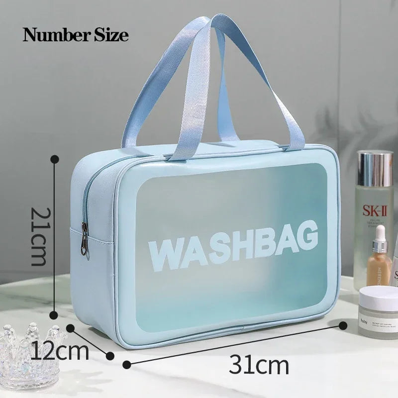 Wasserdichte tragbare Reise-Kulturtasche für Damen, transparent, Make-up-Aufbewahrungstasche, große Kapazität, Kosmetik-Organizer, Schönheitstasche für Damen