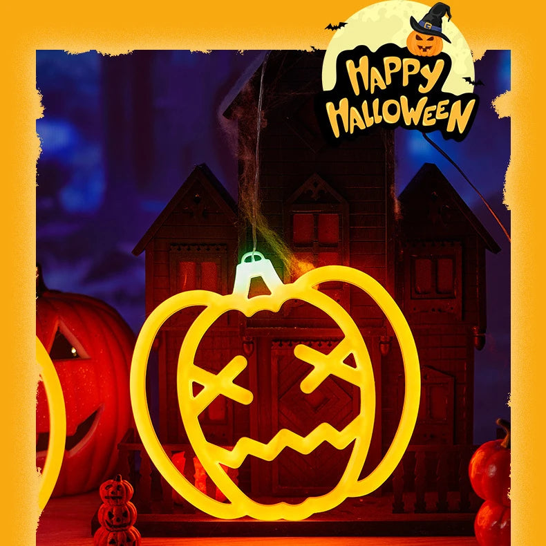 Halloween Fenster Lichter, Home Indoor LED Kürbis Spinne Geist, LED Decor Lampe 2024, Halloween Party, Hängende Dekoration, Kinder Gefälligkeiten