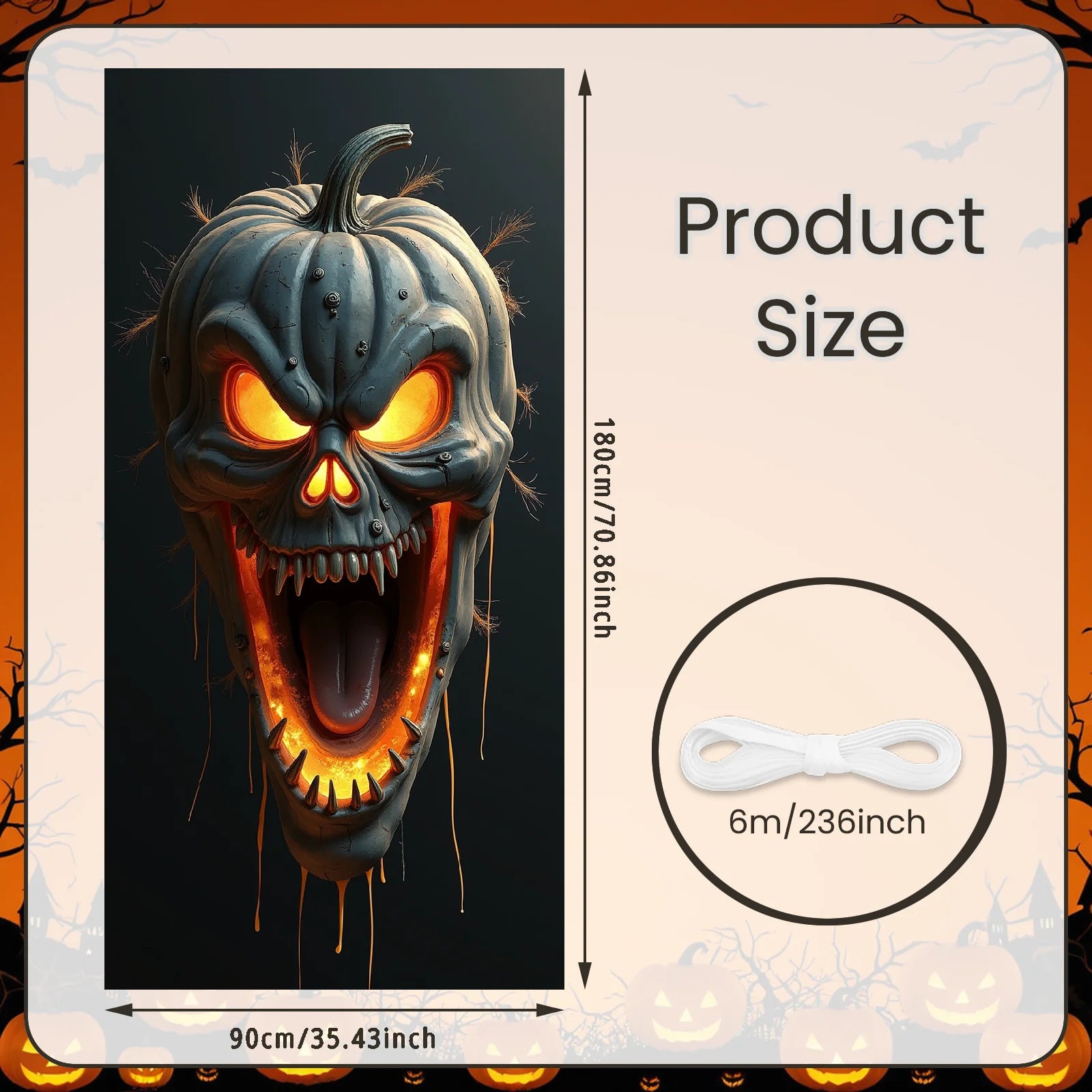 Event-Banner, bunter Druck, Kürbis-Laternen-Banner, Kürbis-Banner, Halloween-Party, Feiertagsfeier, gruselige Tür-Banner-Abdeckung