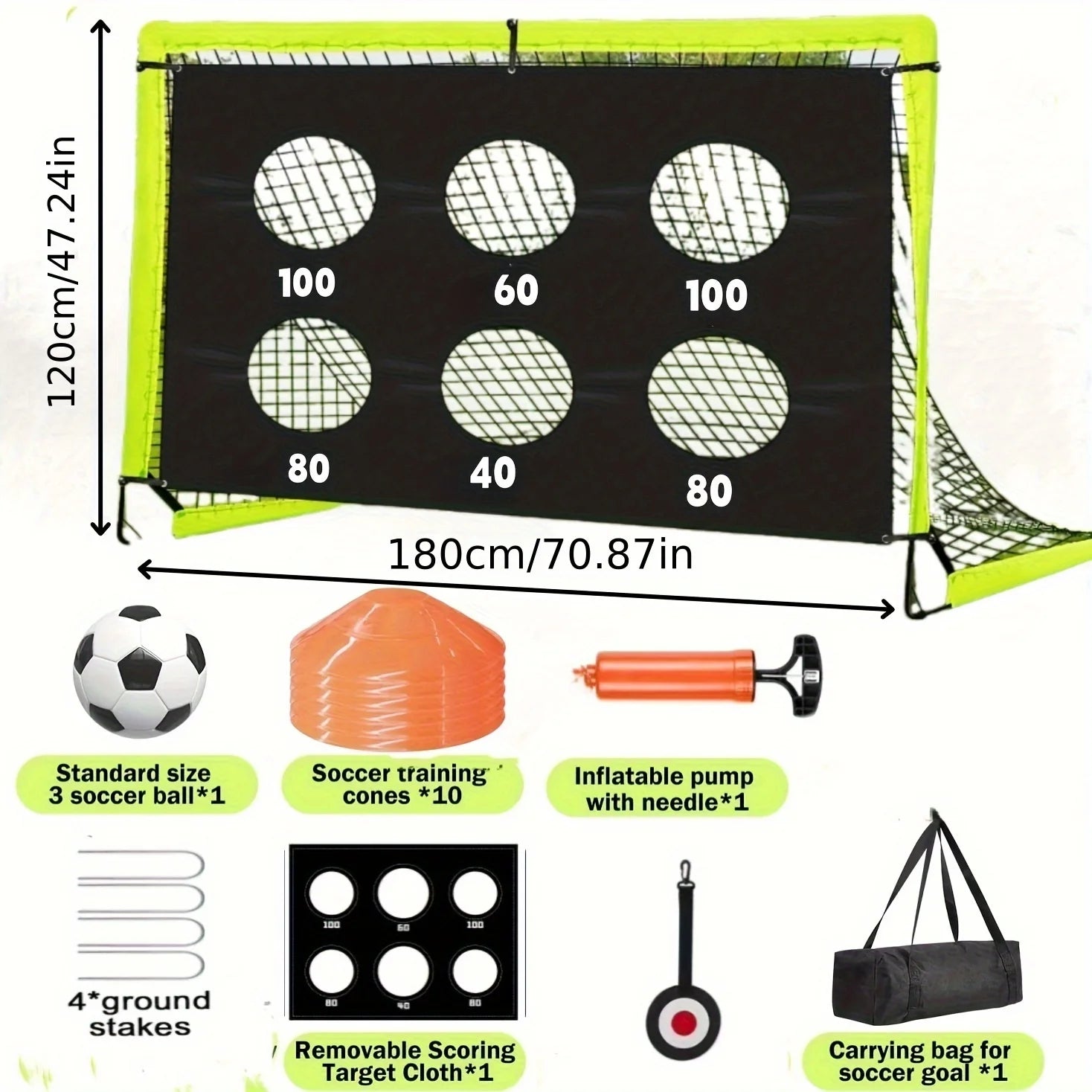 Tragbare Pop-up-Fußball-Target-Trainingsausrüstung mit verschiedenen Konfigurationsmodi; Torset geeignet für Outdoor-Sportarten; Fußball