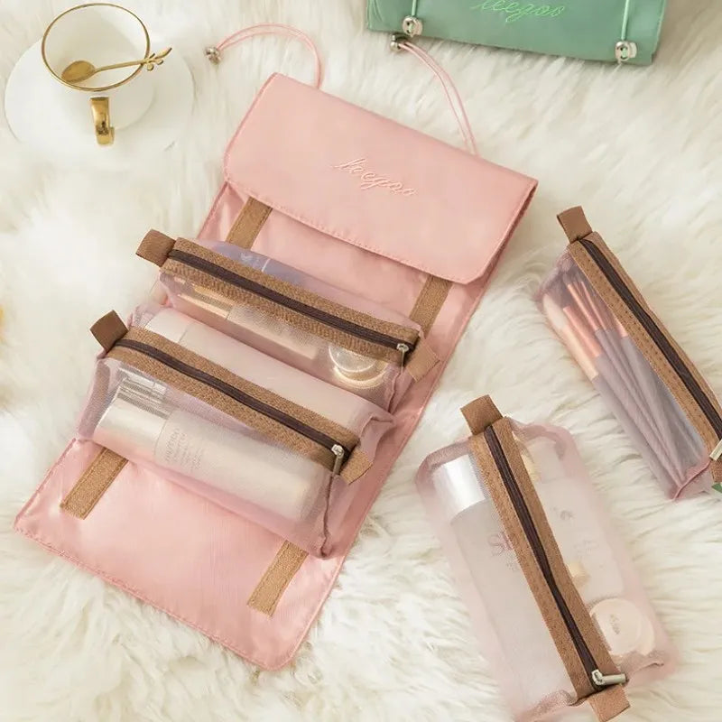 Abnehmbare Kosmetiktasche, tragbar, große Kapazität, 4-in-1-Make-up-Taschen, tragbar, faltbar, Reise-Kosmetik-Aufbewahrungs-Kulturtasche