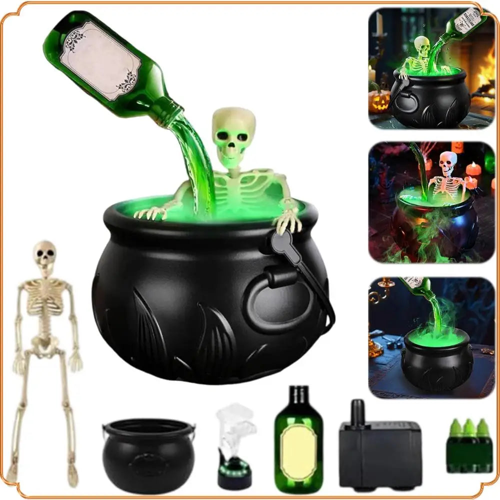 Halloween Hexenschüssel Magischer Kessel mit Nebelmaschine, Horrorhaus Ornamente Indoor, Home Party, Gruselige Requisiten, Halloween Spooky Decor
