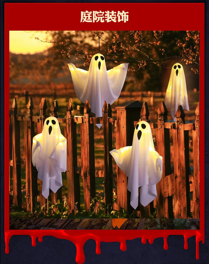 Halloween Party LED Glow, Ghost Home Indoor Outdoor Dekoration, Lieferungen 2024, Spukhaus Bar Hängende Horror Requisiten mit Lichtern