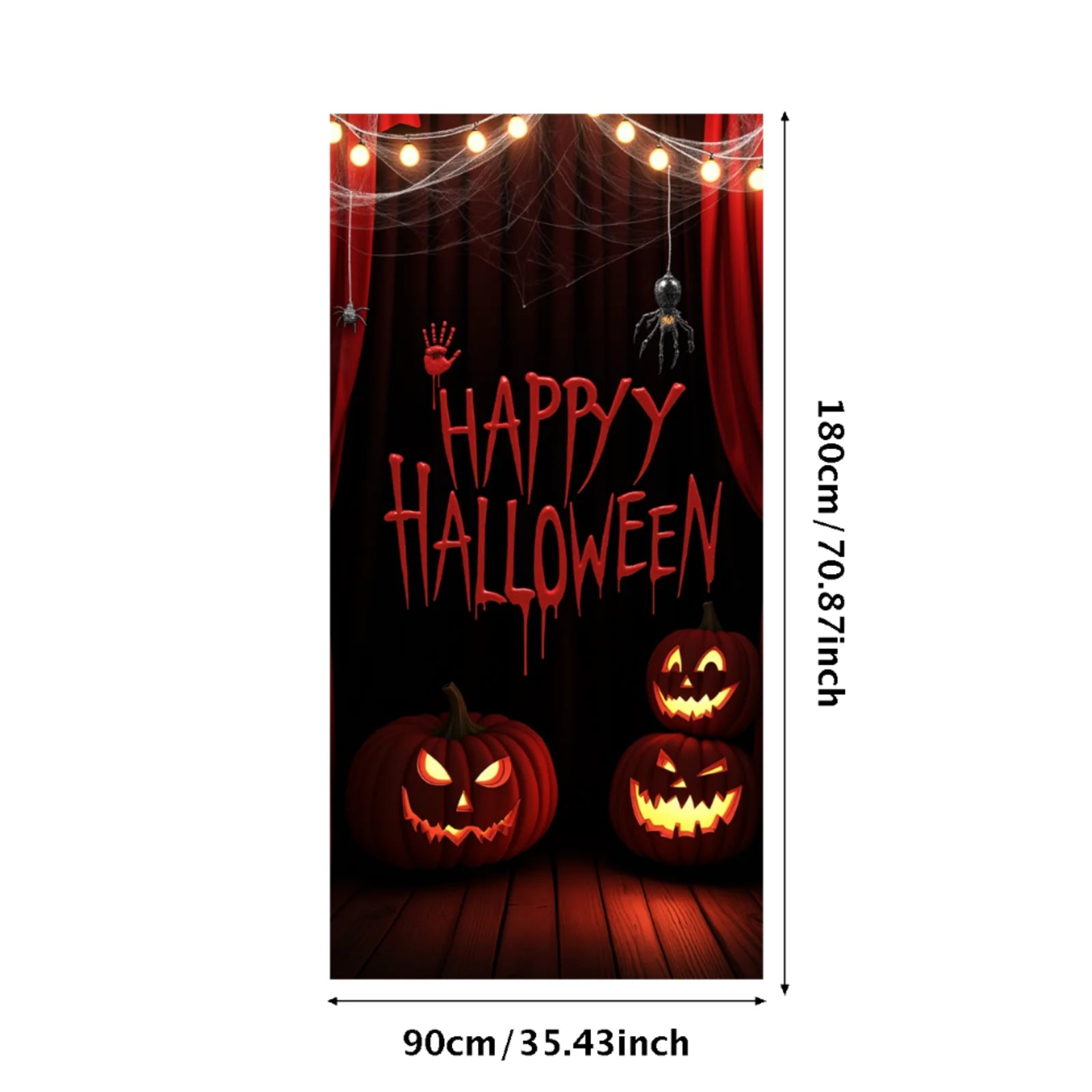 Event-Banner, bunter Druck, Kürbis-Laternen-Banner, Kürbis-Banner, Halloween-Party, Feiertagsfeier, gruselige Tür-Banner-Abdeckung