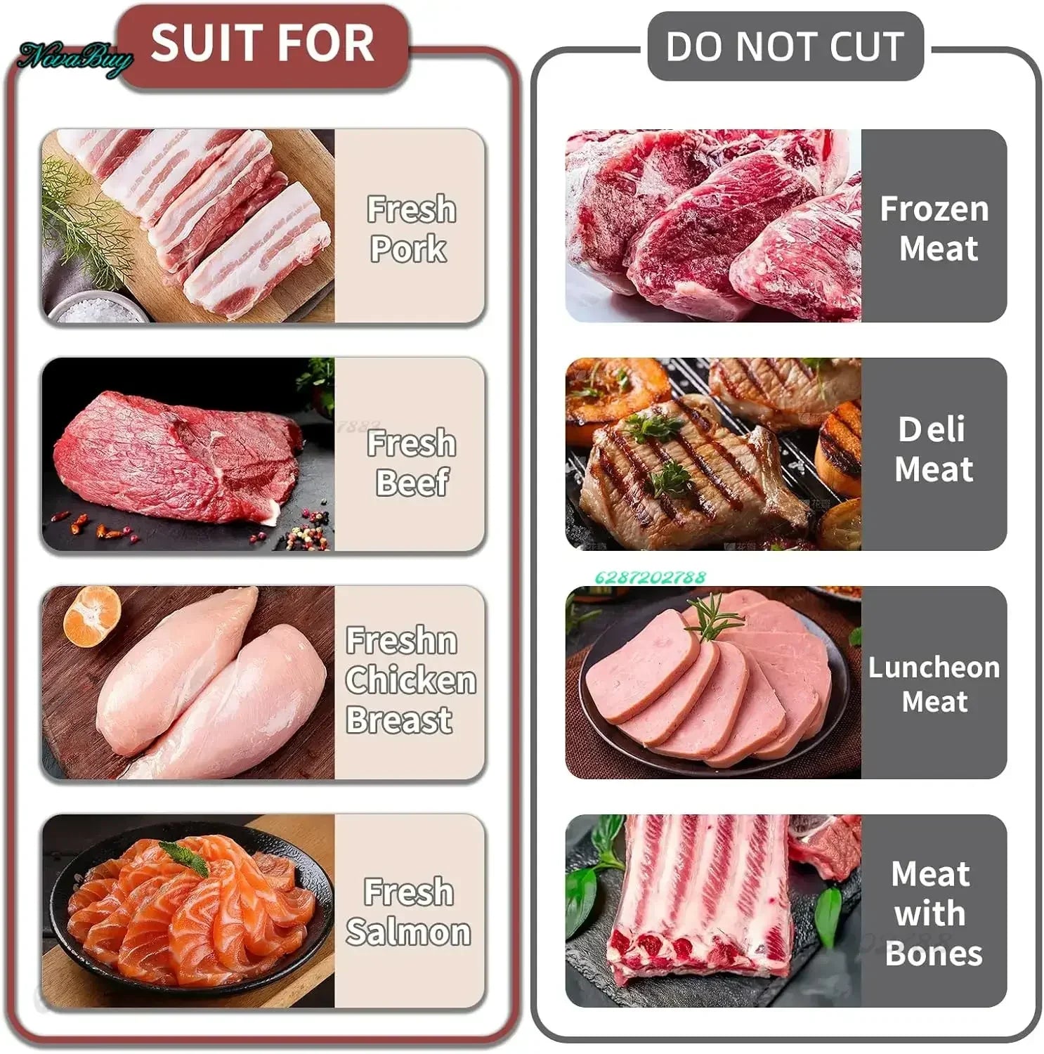 Fleischschneider, Hackmesser, Küchenmesserset zum Fleischschneiden, Zerkleinern, manueller Frischfleischschneider, Lebensmittelschneider für Rindfleisch