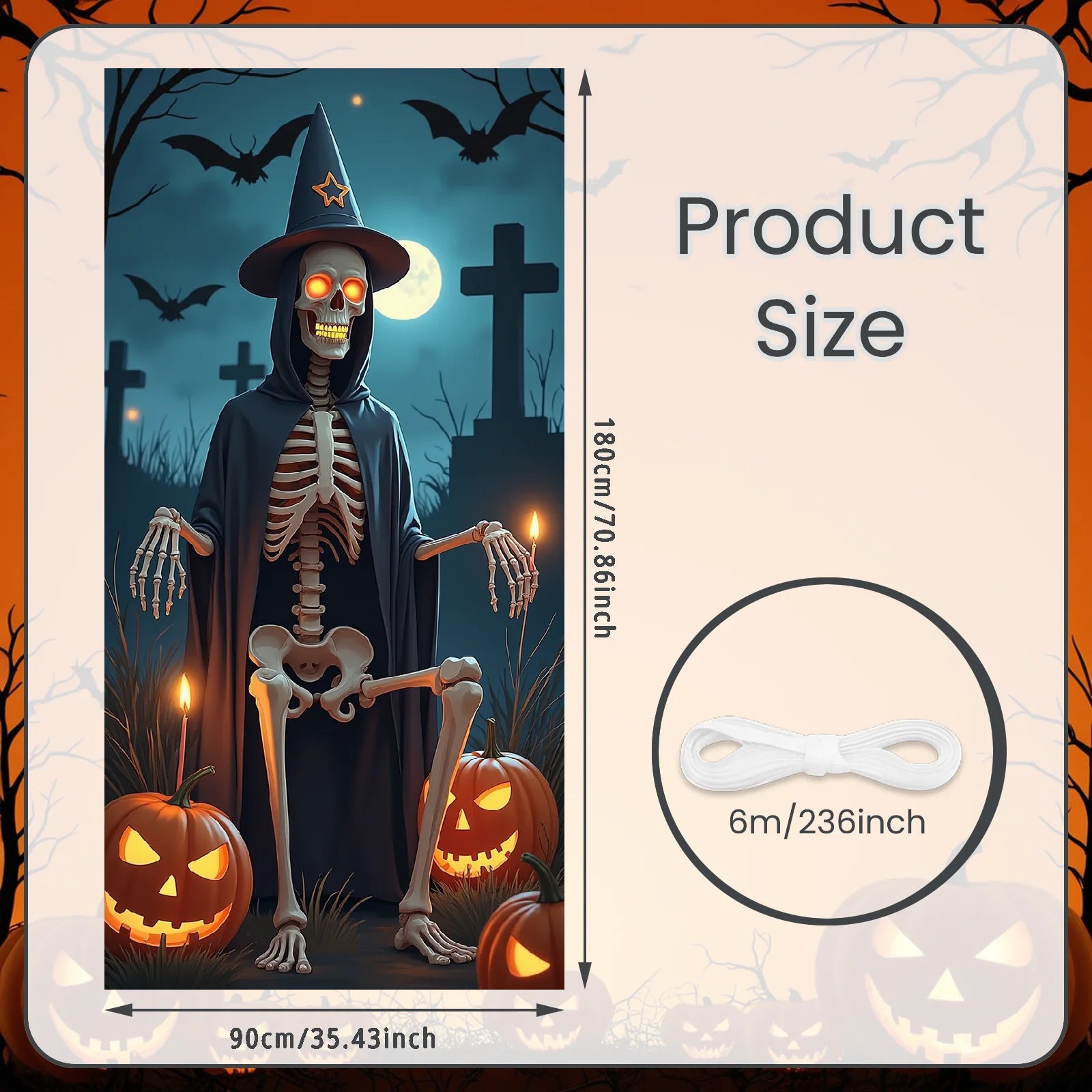 Event-Banner, bunter Druck, Kürbis-Laternen-Banner, Kürbis-Banner, Halloween-Party, Feiertagsfeier, gruselige Tür-Banner-Abdeckung