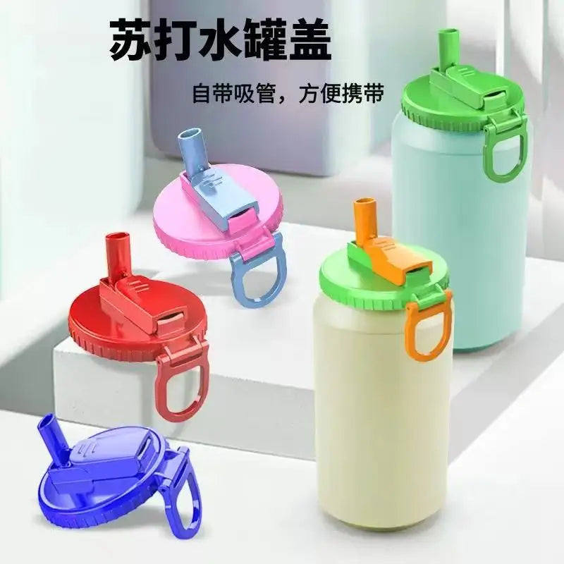 Multi-Color Beverage Can Opener Set with Protective Cover And Straw