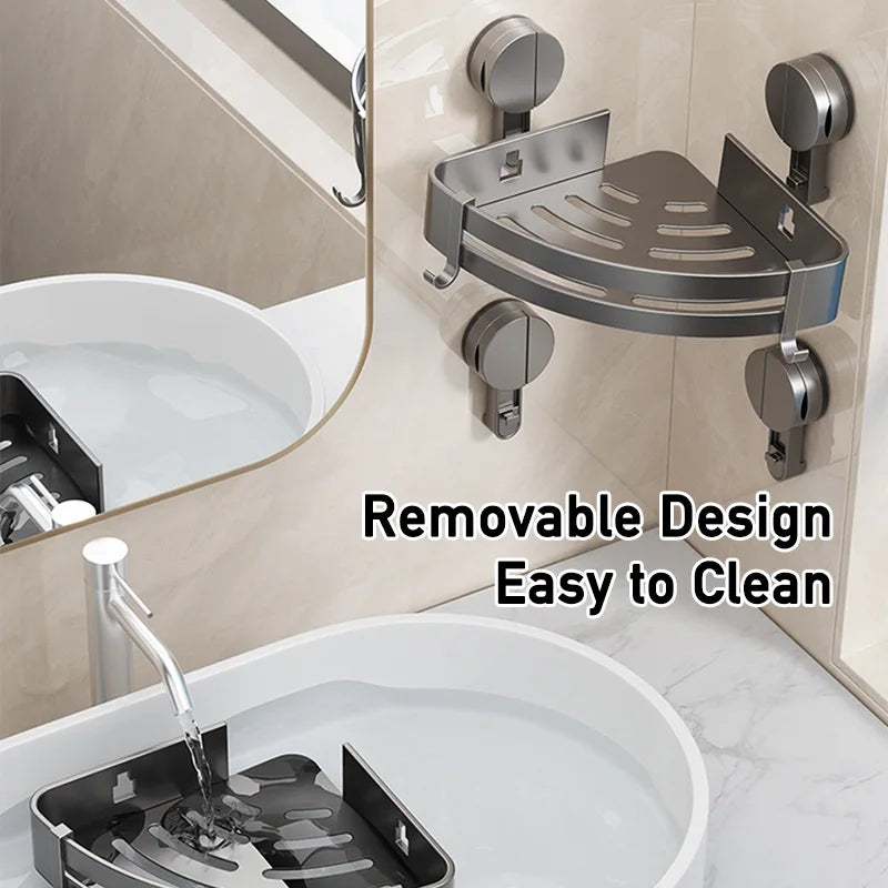 Badezimmer-Ecklagerregal, Saugnapf, Halterung an der Wand, Dusch-Caddy-Box, abnehmbares Badezimmer, Küche, Toilette, Organizer-Rack