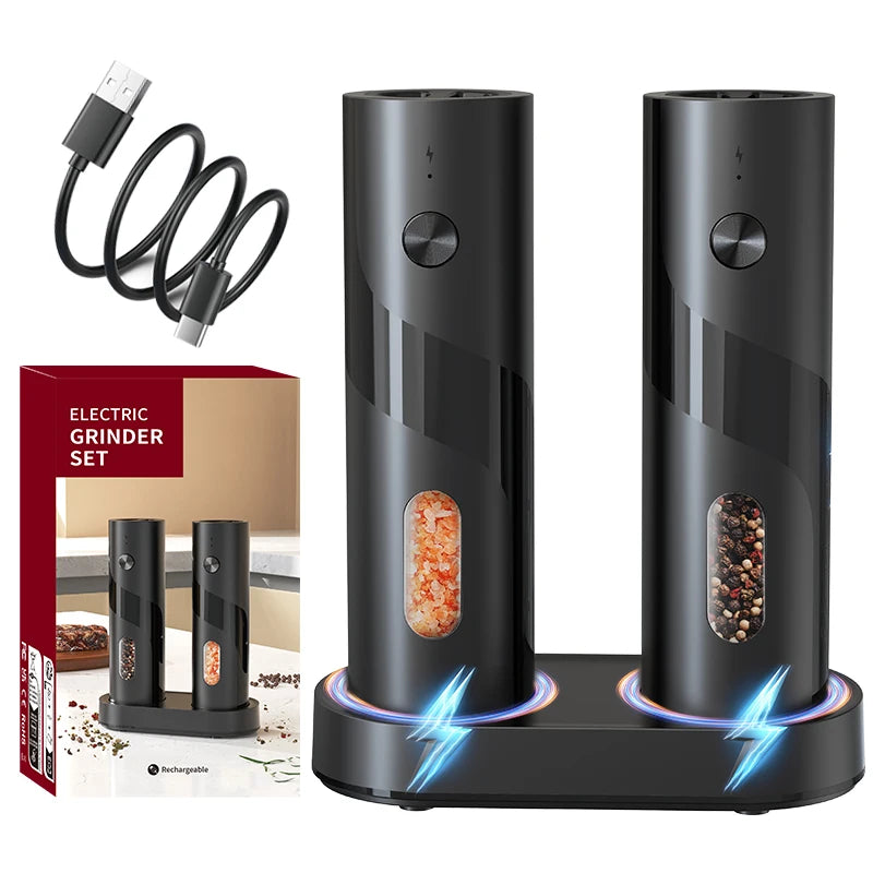110 ml wiederaufladbare elektrische Salz- und Pfeffermühlen-Schüttler, USB, automatisch einstellbare Grobheit, Gewürzmühlen für Küchenhelfer