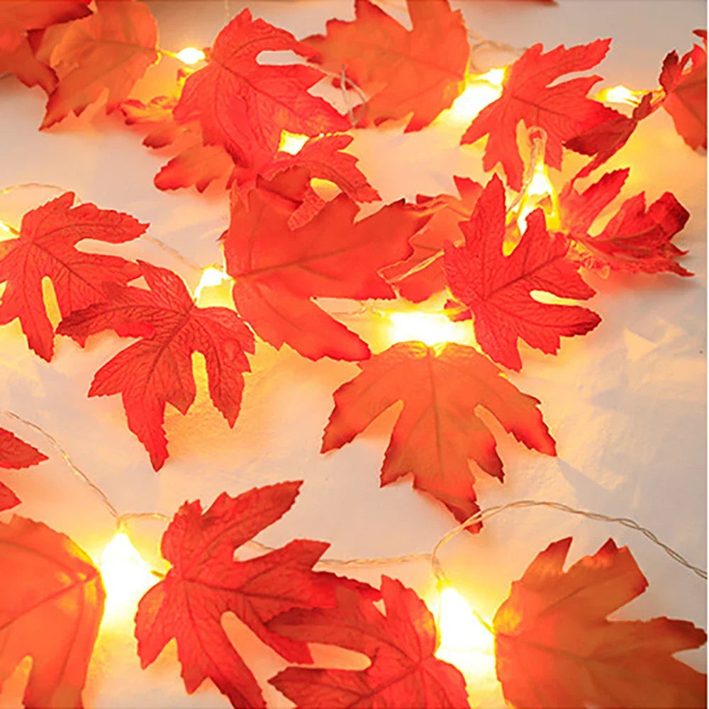 2/3/6M Halloween LED Lichterkette, Künstliche Ahornblatt Laternengirlande, Halloween Weihnachten Thanksgiving Day Heimdekorationen