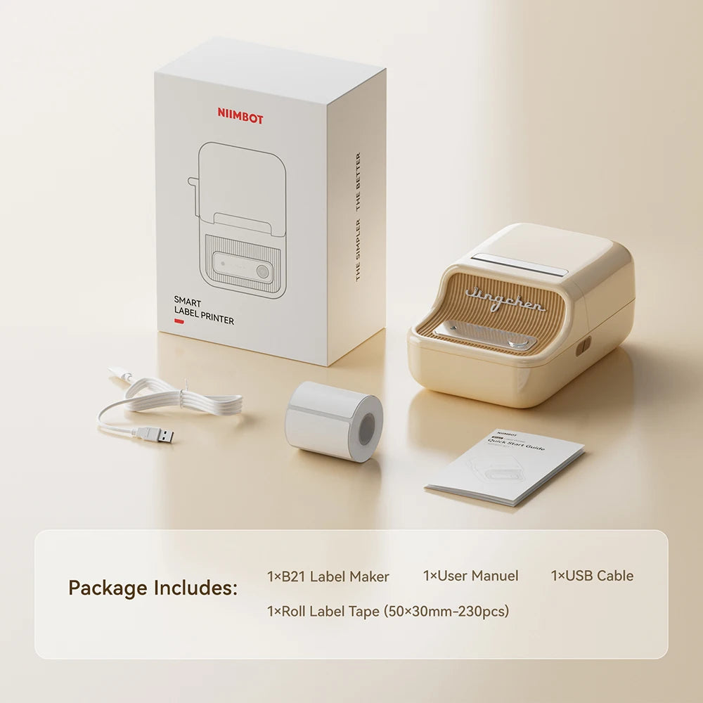 Niimbot B21- Kabelloser tintenloser Etikettendrucker, Barcode-Etikettendrucker, Druckpapier, Aufkleber Maschine 20 mm - 50 mm