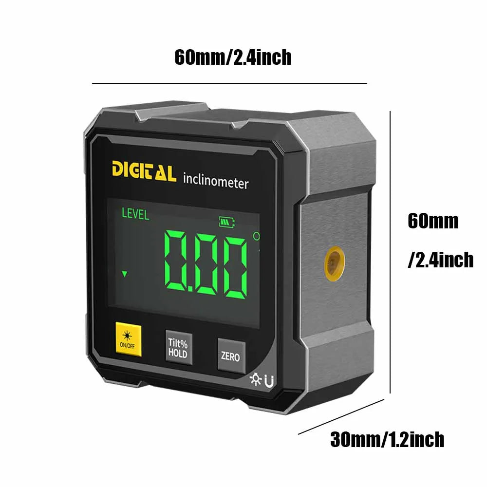 4-seitiger magnetischer digitaler Winkelmesser mit Laser, elektronischer Winkelmesser, Horizontometer, Neigungsmesser, Winkellineal, Neigungsmessung