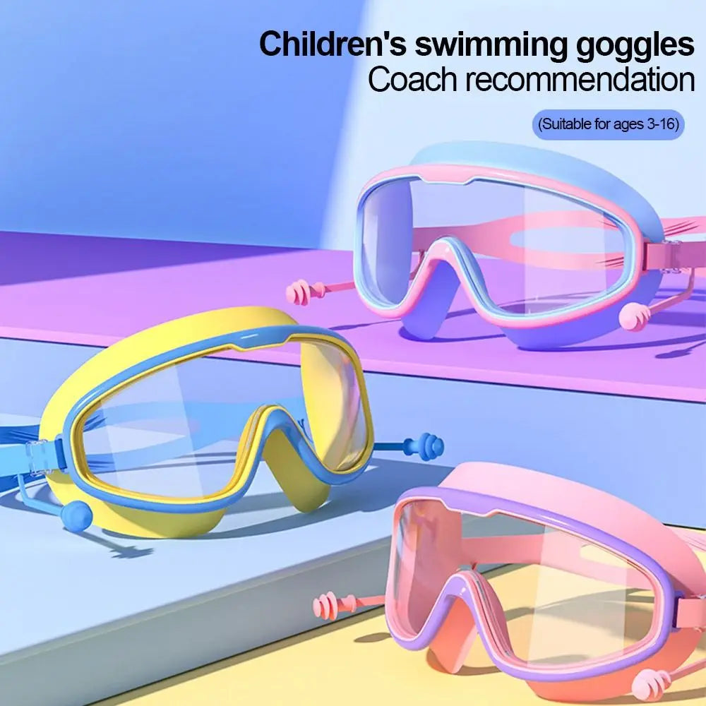 Schwimmbrille für Kinder im Alter von 3–15 Jahren, beschlagfrei, auslaufsicher, transparent, für Jungen und Mädchen, für Pool und Strand