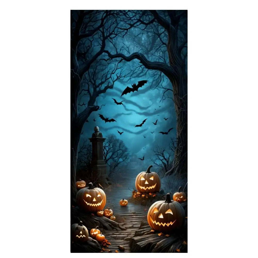 Event-Banner, bunter Druck, Kürbis-Laternen-Banner, Kürbis-Banner, Halloween-Party, Feiertagsfeier, gruselige Tür-Banner-Abdeckung