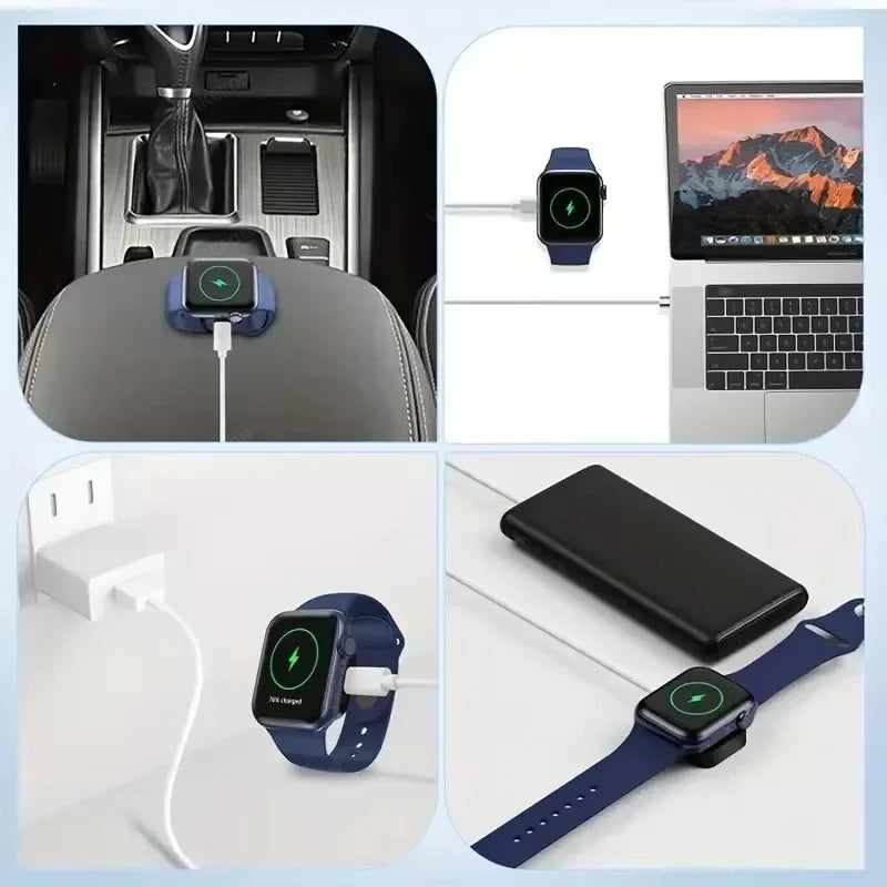 Chargeur de montre sans fil portable Type C 8 broches Deux interfaces pour Apple Watch S9 8 7 6 5 4 3 2 1 SE Ultra Series Chargeur rapide