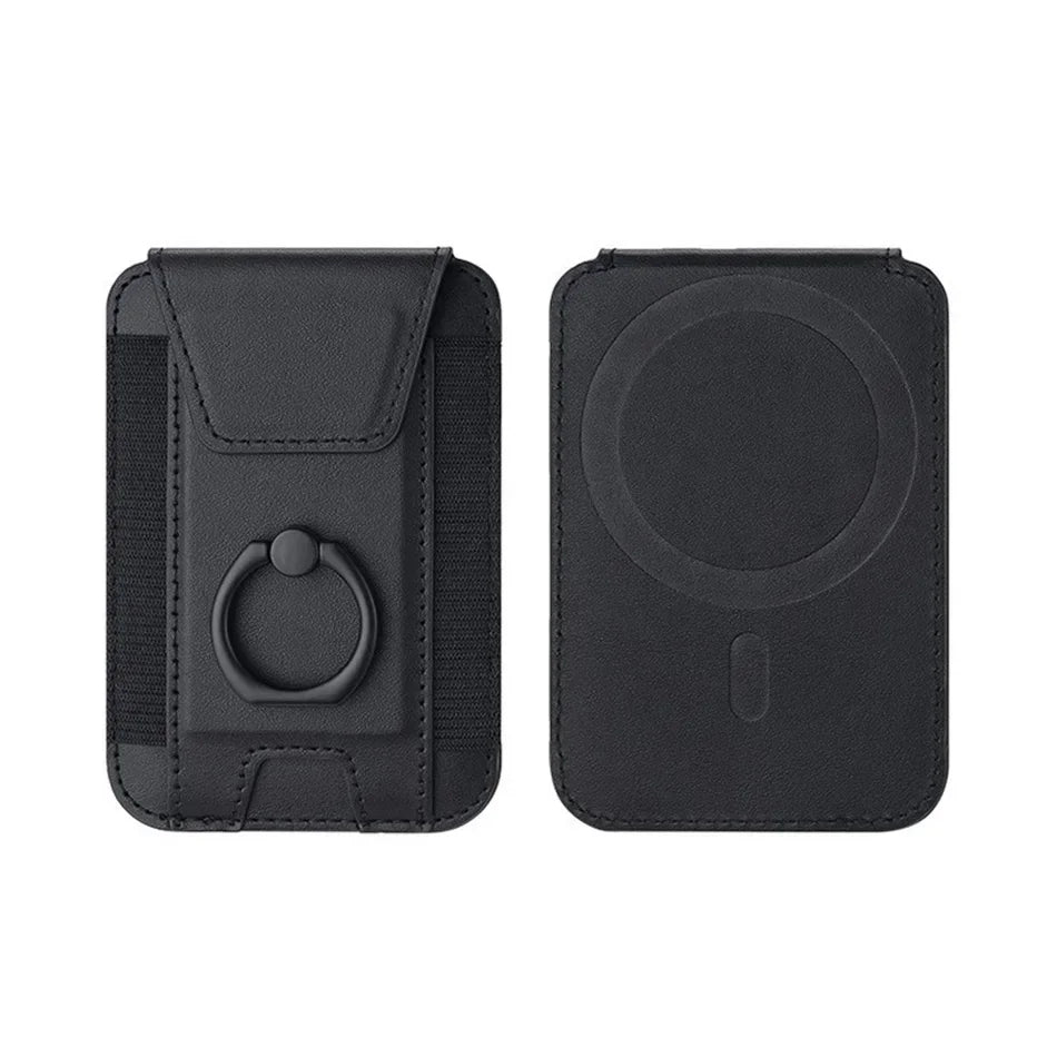 Magsafe-Kartenhalter mit Klappenabdeckung, magnetischer Telefonringständer, PU-Leder, Kartenhalter, Handyhülle für iPhone 13, 14, 15, 16 Pro