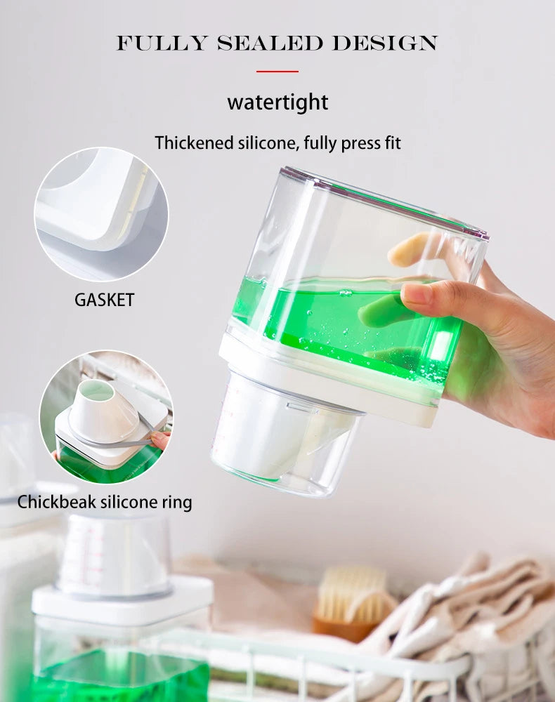 2300ml luftdichter Aufbewahrungsbehälter für Waschmittelpulver mit Deckel, Vorratsglas für Getreide, Vorratsbehälter für Bleichmittel mit Etiketten