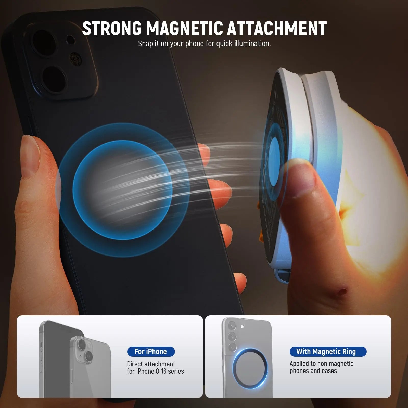 NEEWER BASICS Lumière Selfie Magnétique pour MagSafe iPhone, CRI95 700lx/0.3 Anneau d'Éclairage LED Pliable pour Téléphone avec Miroir pour Maquillage
